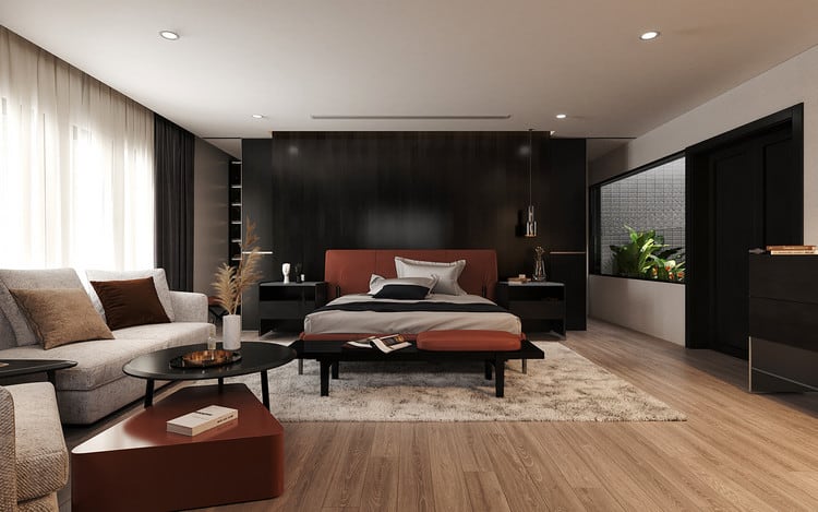 Thiết kế nội thất phòng ngủ khách sạn phong cách hiện đại